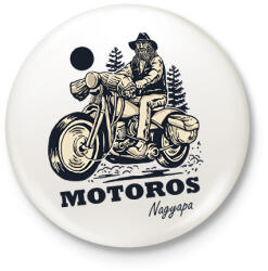 printfashion Motoros Nagyapa - Kitűző, hűtőmágnes - Fehér (6367091)