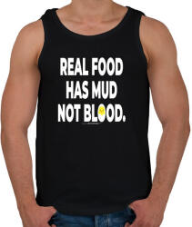 printfashion Real food has mud not blood. - vegán aktivista grafika #12 - Férfi atléta - Fekete (3910826)