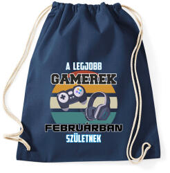 printfashion A legjobb Gamerek Februárban születnek - Sportzsák, Tornazsák - Sötétkék (11941552)