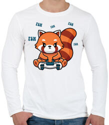 printfashion Gamer vörös panda - Férfi hosszú ujjú póló - Fehér (13328277)
