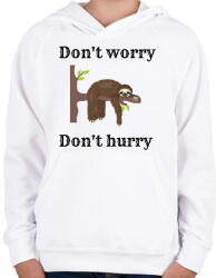 printfashion Don't worry, don't hurry - Gyerek kapucnis pulóver - Fehér (2473614)