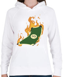 printfashion Lángoló pénz - Női kapucnis pulóver - Fehér (13011893)