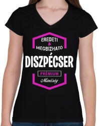 printfashion Diszpécser prémium minőség - Női V-nyakú póló - Fekete (1465166)
