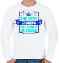 printfashion A legjobb nagypapa októberben született - Férfi pulóver - Fehér (402135)