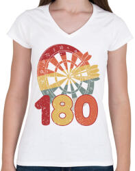 printfashion Darts - Női V-nyakú póló - Fehér (13994846)
