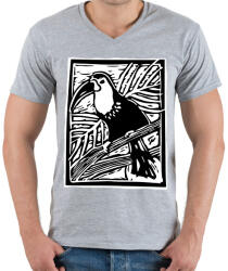 printfashion tukán - Férfi V-nyakú póló - Sport szürke (5721635)