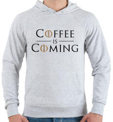 printfashion Coffee is Coming - Férfi kapucnis pulóver - Sport szürke (1498050)