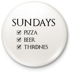 printfashion Vasárnapi program - Trónok harca - Kitűző, hűtőmágnes - Fehér (3080246)