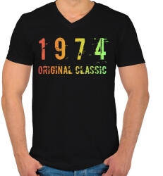 printfashion 1974 - Férfi V-nyakú póló - Fekete (4561747)