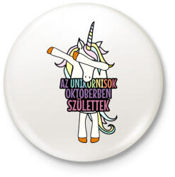 printfashion Unikornis szülinap október - Kitűző, hűtőmágnes - Fehér (3082332)