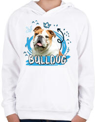 printfashion Bulldog firka - Gyerek kapucnis pulóver - Fehér (11849815)