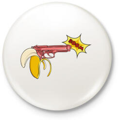 printfashion Banánfegyver - Kitűző, hűtőmágnes - Fehér (3075901)