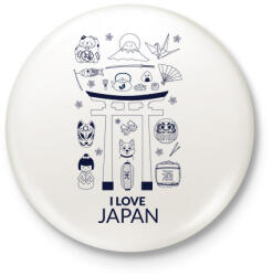 printfashion I LOVE JAPAN 5 - Kitűző, hűtőmágnes - Fehér (10642296)