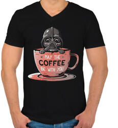 printfashion May the coffee be with you - Férfi V-nyakú póló - Fekete (16480777)