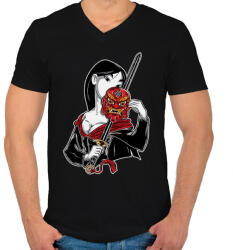 printfashion Kínai hercegnő - Férfi V-nyakú póló - Fekete (40516)