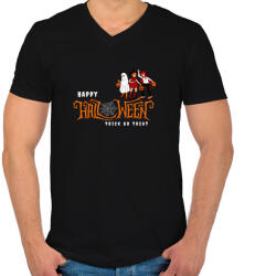 printfashion Happy Halloween Trick or Treat - Férfi V-nyakú póló - Fekete (14182303)
