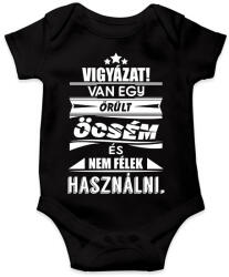 printfashion Vigyázat! Van egy őrült öcsém és nem félek használni! - Baba Body - Fekete (2562104)