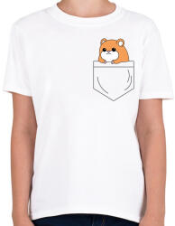 printfashion Rajzolt hörcsög zsebben - Gyerek póló - Fehér (7105188)