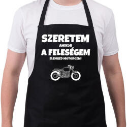 printfashion Szeretem, amikor a feleségem elenged motorozni - Kötény - Fekete (11497265)