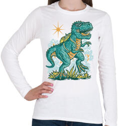 printfashion Iskolás trex - Női hosszú ujjú póló - Fehér (11733988)