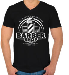 printfashion Barbershop 6 - Férfi V-nyakú póló - Fekete (6185123)