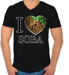 printfashion I love Soba - Férfi V-nyakú póló - Fekete (11336256)