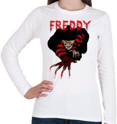printfashion freddy cartoon - Női hosszú ujjú póló - Fehér (2000207)