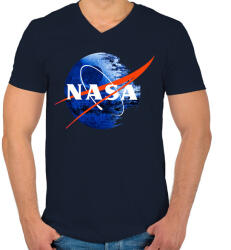 printfashion NASA Halálcsillag logo - Férfi V-nyakú póló - Sötétkék (853233)