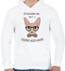 printfashion Úri macskám van 2 - Férfi kapucnis pulóver - Fehér (6305349)