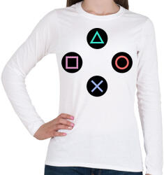 printfashion Kontroller gombok - Női hosszú ujjú póló - Fehér (2917503)