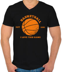 printfashion BASKETBALL - Férfi V-nyakú póló - Fekete (2060389)