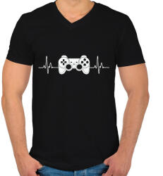 printfashion gamer - Férfi V-nyakú póló - Fekete (13703775)