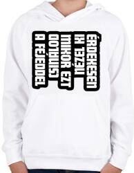 printfashion Érdekesen nézel ki, mikor ezt csinálod a fejeddel - Gyerek kapucnis pulóver - Fehér (16667743)