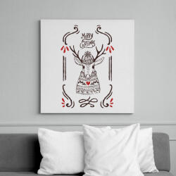 printfashion Merry Christmas Deer - Vászonkép - Fehér (6624742)