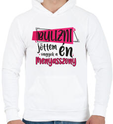 printfashion Bulizni jöttem én vagyok a menyasszony - Férfi kapucnis pulóver - Fehér (5371933)