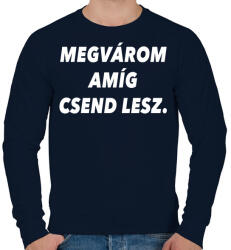 printfashion Megvárom amíg csend lesz. - Férfi pulóver - Sötétkék (964165)