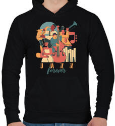 printfashion Jazz forever - Férfi kapucnis pulóver - Fekete (7658546)