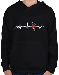 printfashion Fodrász EKG - Gyerek kapucnis pulóver - Fekete (1630796)