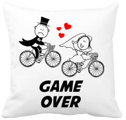 printfashion Legénybúcsú - GAME OVER - Párnahuzat, Díszpárnahuzat - Fehér (1006285)