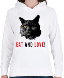 printfashion Eat and love - Női kapucnis pulóver - Fehér (1452703)