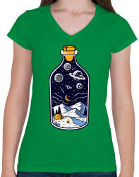 printfashion Bottle of the night - Női V-nyakú póló - Zöld (5191231)