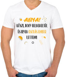 printfashion Anya! Köszi, hogy felneveltél - Férfi V-nyakú póló - Fehér (7001527)