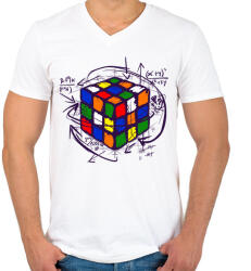 printfashion Rubik kocka - Férfi V-nyakú póló - Fehér (1062992)