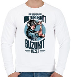 printfashion Sose becsülj alá egy motors nőt - Suzuki - Férfi pulóver - Fehér (4343210)