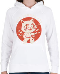 printfashion Karatés cica - Női kapucnis pulóver - Fehér (12099951)