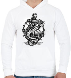 printfashion Horgászat 02 - Férfi kapucnis pulóver - Fehér (4968624)