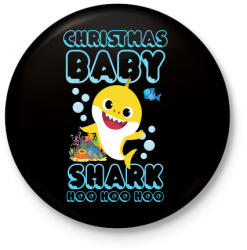printfashion Christmas Baby Shark - Kitűző, hűtőmágnes - Fekete (3991127)