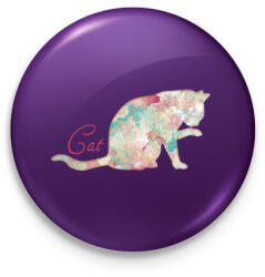 printfashion Cica - Kitűző, hűtőmágnes - Lila (14503150)