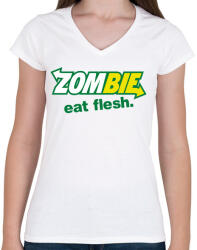 printfashion Zombi szendvics - Női V-nyakú póló - Fehér (911439)