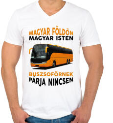 printfashion Buszsofőrnek párja nincsen - Férfi V-nyakú póló - Fehér (7465375)